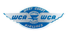 West Coast Airlines Junior Pilot Wings