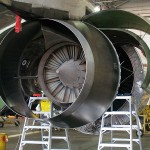 Boeing 757 engine being repaired