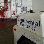 A tow tractor in Continental's Hangar 54