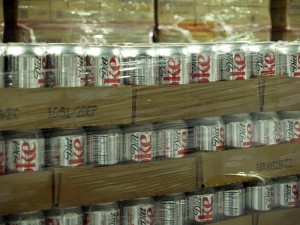 Pallets full of Diet Coke.