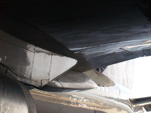 Under the wing of a Boeing 757