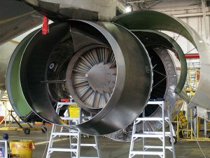 Boeing 757 engine being repaired