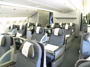 Continental's new BusinessFirst cabin aboard the 777